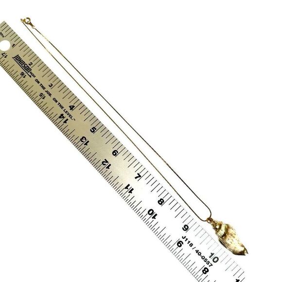 Gold tone Edged Natural Shell Pendant Necklace - Picture 10 of 10